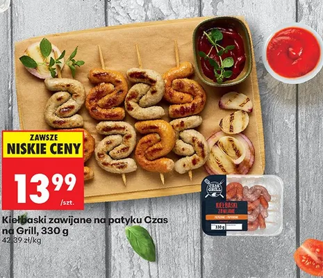 Kiełbaski zawijane na patyku Czas na Grill promocja w Biedronka