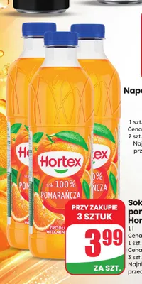 Sok pomarańczowy Hortex promocja w Dino