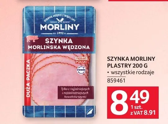 Szynka Morlińska wędzona plastry Morliny promocja w Selgros