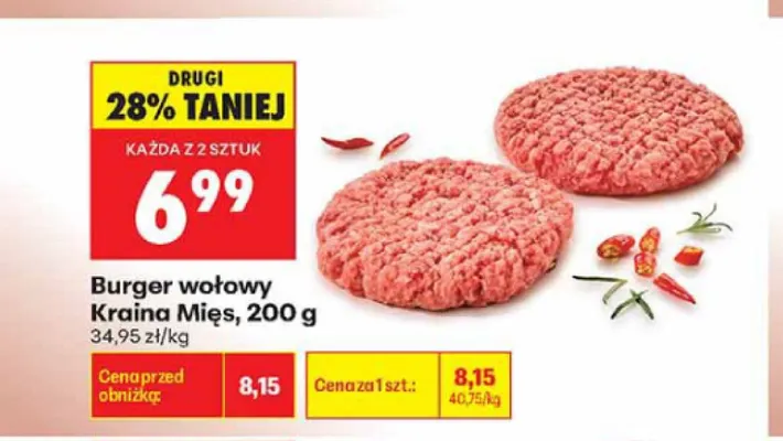 Burger wołowy Kraina Mięs promocja w Biedronka