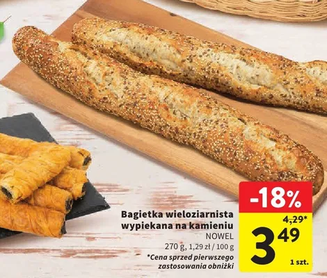 Bagietka wieloziarnista wypiekana na kamieniu Nowel promocja w Intermarche