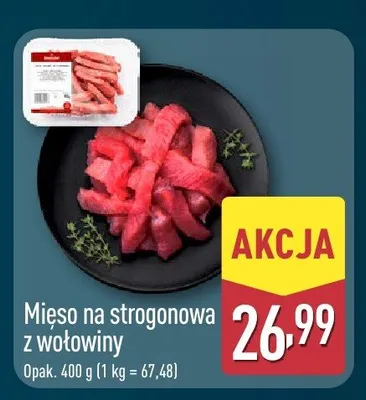 Mięso na strogonowa z wołowiny Mięsne Specjały promocja w Aldi