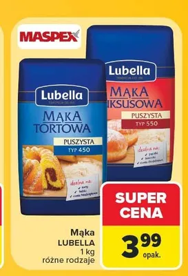 Mąka tortowa Lubella puszysta typ 450 promocja w Carrefour Market
