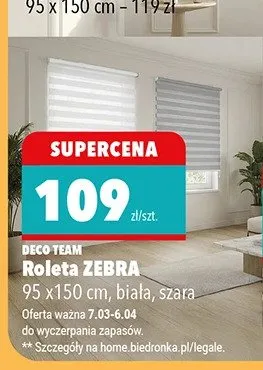 Roleta ZEBRA 95 x 150cm, biała, szara promocja w Biedronka