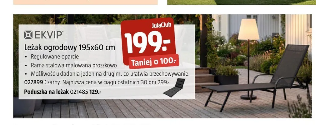 Leżak ogrodowy Ekvip promocja w Jula