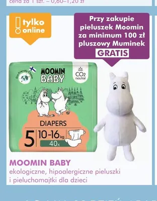 Pieluchomajtki ekologiczne hipoalergiczne dla dzieci Moomin Baby promocja w Super-Pharm