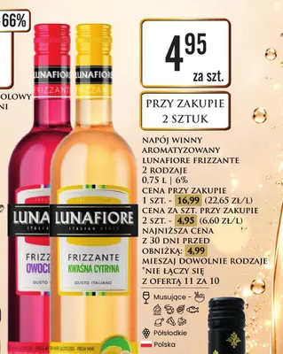Napój winny aromatyzowany Lunafiore Frizzante promocja w Dino