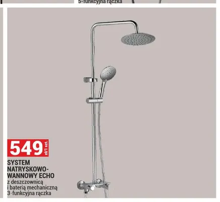 System natryskowo-wannowy Echo z deszczownicą i baterią mechaniczną 3-funkcyjna rączka promocja w Merkury Market