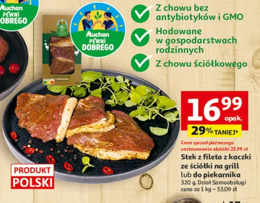 Stek z fileta z kaczki ze ściółki na grill lub do piekarnika promocja w Auchan
