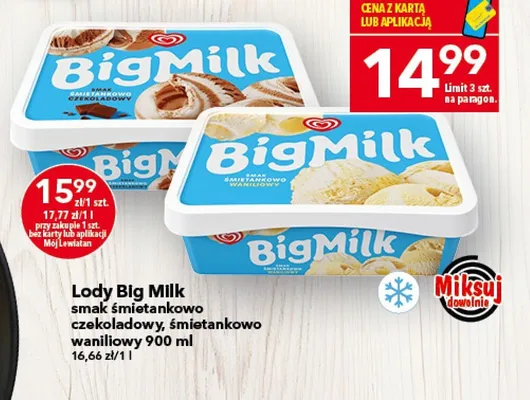 Lody smak śmietankowo czekoladowy promocja w LEWIATAN