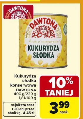 Kukurydza słodka konserwowa promocja w Carrefour Market