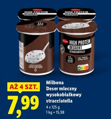 Deser mleczny wysokobiałkowy stracciatella Milbona promocja w Lidl