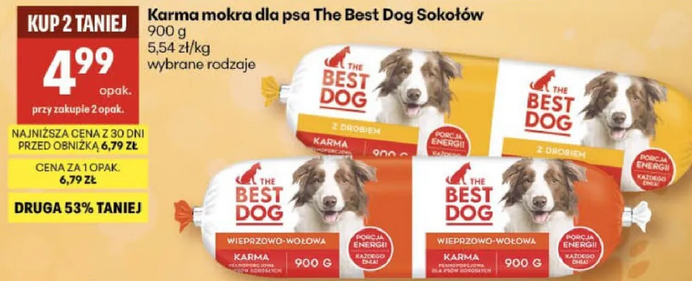 Karma mokra dla psa The Best Dog Sokołów promocja w Delikatesy Centrum