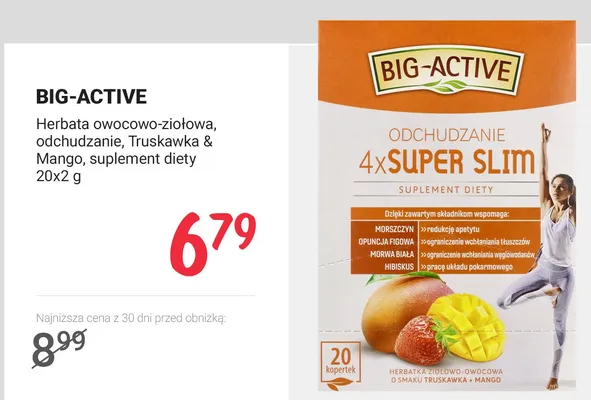 Herbata owocowo-ziołowa, odchudzanie, Truskawka & Mango, suplement diety promocja w Rossmann