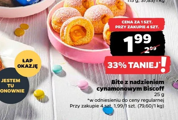 Bite z nadzieniem cynamonowym Biscoff promocja w Netto
