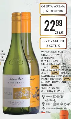 Wino białe wytrawne Cono Sur Bicicleta Chardonnay promocja w Dino