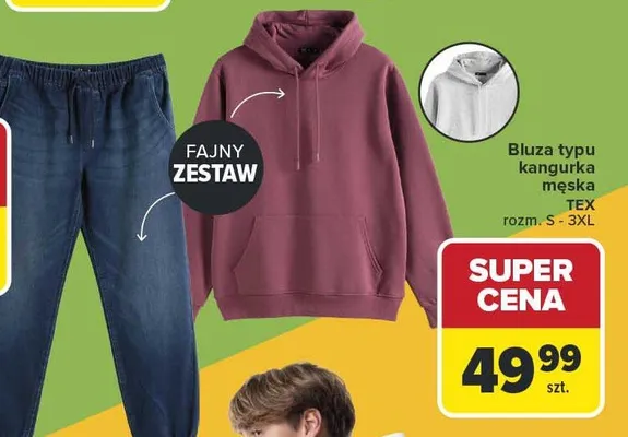 Bluza typu kangurka męska promocja w Carrefour