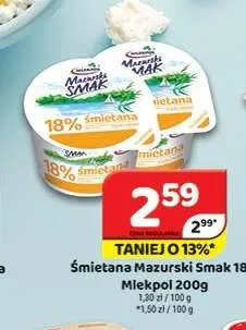 Śmietana Mazurski Smak 18% Mlekpol promocja w Delfin