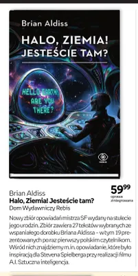 Książka Brian Aldiss Halo, Ziemia! Jesteście tam? Dom Wydawniczy Rebis promocja w Empik