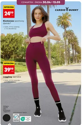 Biustonosz sportowy damski Cardio Bunny bordowy rozm. L i XL promocja w Biedronka