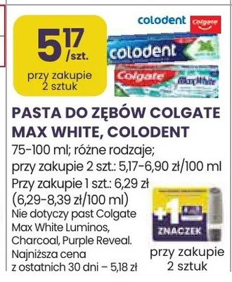 Pasta do zębów shine crystals Colgate max white promocja w Stokrotka