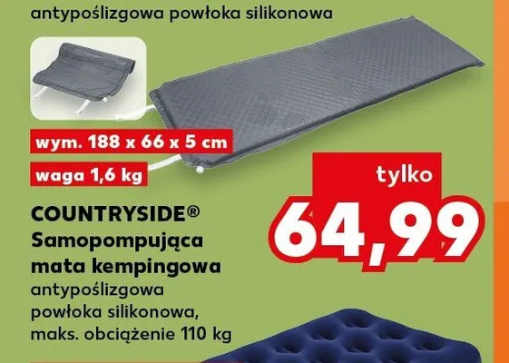 Samopompująca mata kempingowa COUNTRYSIDE wym. 188x66x5cm promocja w Kaufland