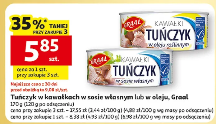 Tuńczyk w kawałkach w oleju promocja w Auchan