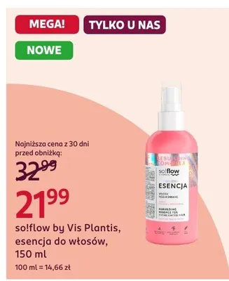Esencja do włosów so!flow by Vis Plantis promocja w Rossmann