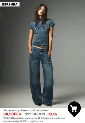 Jeansy o kroju barrel z niskim stanem Bershka promocja w Bershka