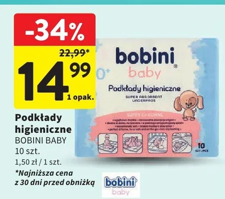 Podkładki higieniczne Bobini Baby promocja w Intermarche