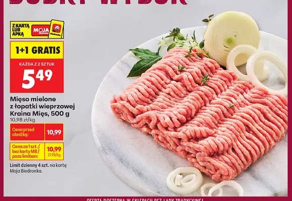 Mięso mielone z łopatki wieprzowej Kraina Mięs promocja w Biedronka