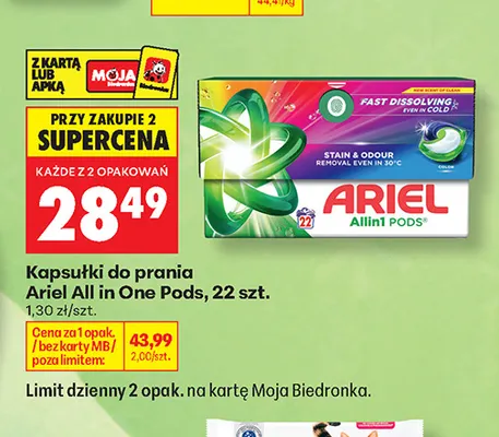 Kapsułki do prania Ariel All in One Pods promocja w Biedronka