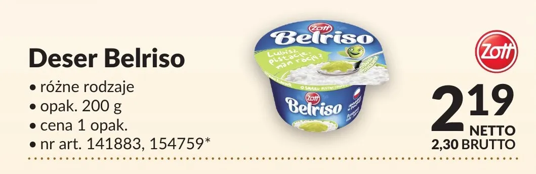 Deser Belriso Zott promocja w Makro