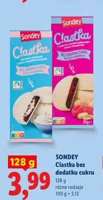 Ciastka bez dodatku cukru Sondey promocja w Lidl