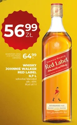 Whisky Johnnie Walker Red Label 0,7l szkocka/blended promocja w Duży Ben