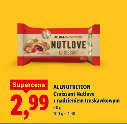 Croissant Nutlove z nadzieniem truskawkowym Allnutrition promocja w Lidl