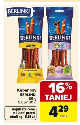 Kabanosy BERLINKI Kids promocja w Carrefour