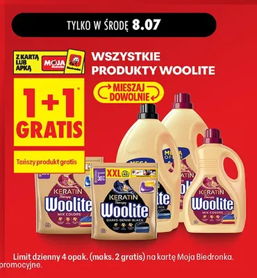 Płyn do prania Woolite Keratin Therapy Darks Denim Black promocja w Biedronka
