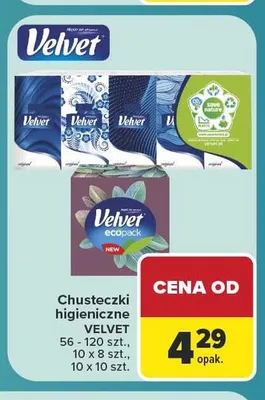 Chusteczki higieniczne Velvet 56-120 szt. promocja w Carrefour