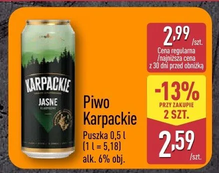 Piwo Karpackie Jasne promocja w Aldi
