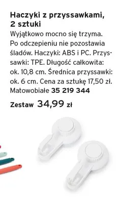 Haczyki z przyssawkami 2-pak promocja w Tchibo