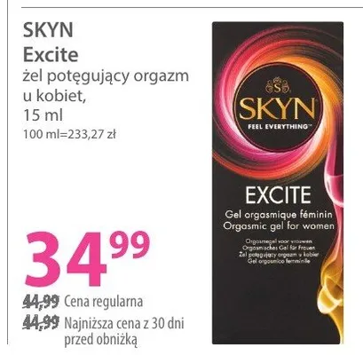 Żel potęgujący orgazm u kobiet SKYN Excite promocja w Hebe