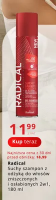 Suchy szampon z odżywką do włosów zniszczonych i osłabionych 2w1 Radical promocja w Poczta Polska