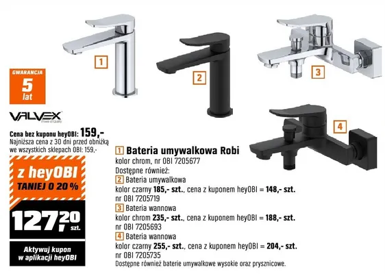 Bateria umywalkowa kolor czarny promocja w OBI