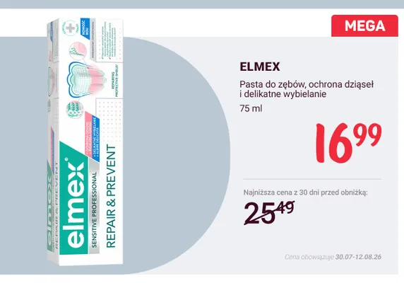 Pasta do zębów Elmex Sensitive Professional Repair & Prevent ochrona dziąseł i delikatne wybielanie promocja w Rossmann