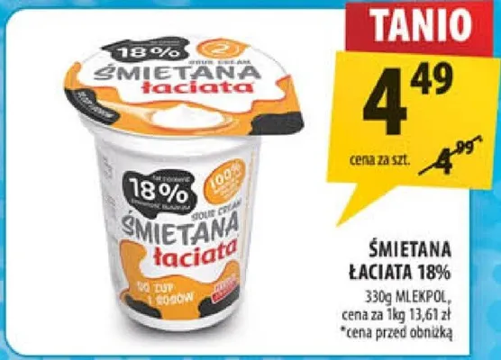Śmietana 18% Łaciate promocja w Arhelan