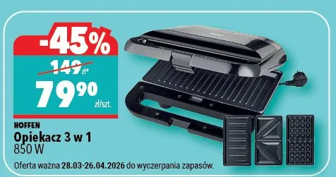 Opiekacz 3w1, 850 W Hoffen promocja w Biedronka Home