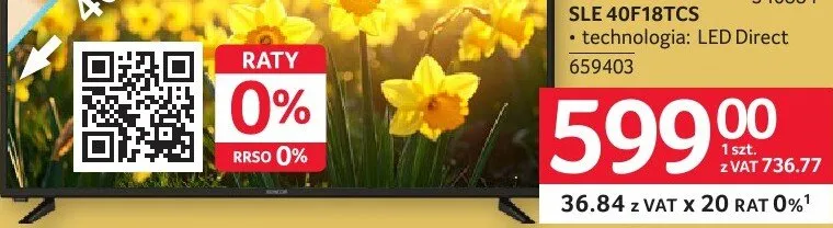 Telewizor SENCOR SLE 40F18TCS promocja w Selgros