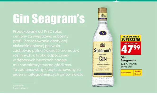 Gin Seagram's 37,5% promocja w Biedronka