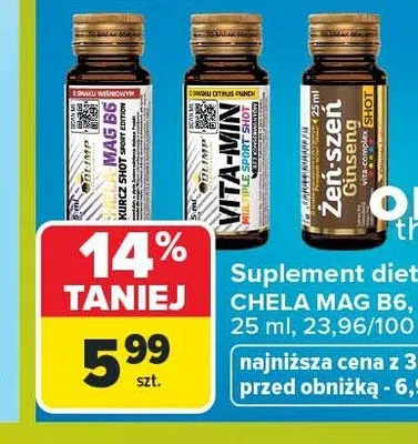 Suplement diety Olimp Chela Mag B6 Shot promocja w Carrefour Market
